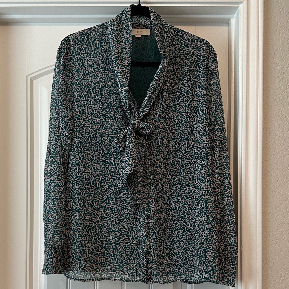 Loft button up shirt with bow